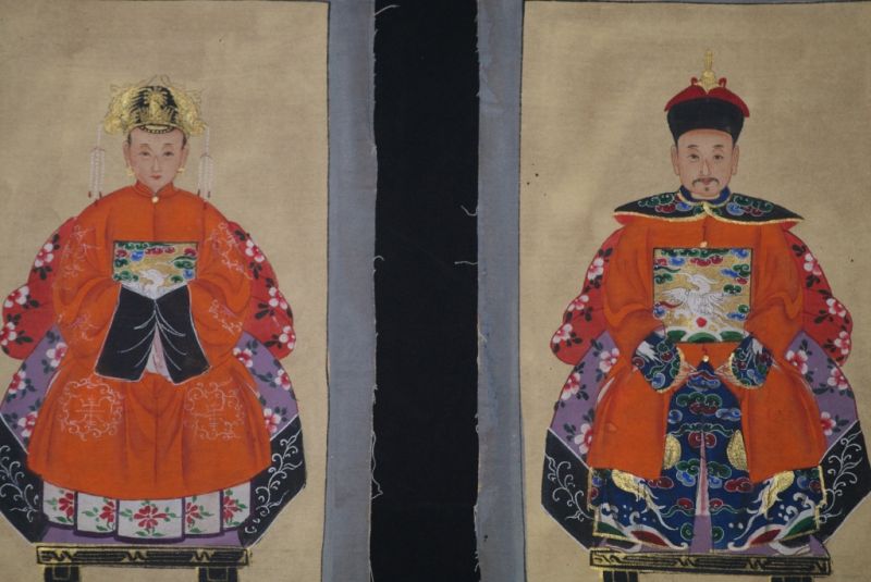 Ming Kleine Ahnenpaare und Kaiser Malerei Orange 2
