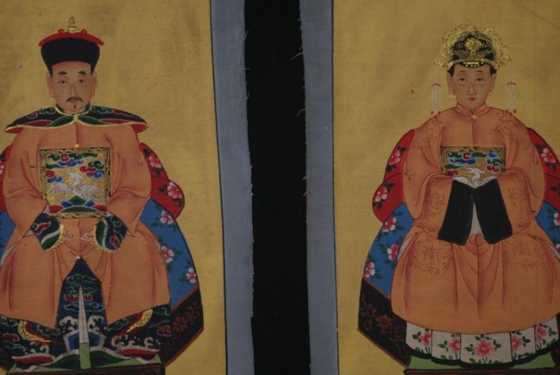 Ming Kleine Ahnenpaare und Kaiser Malerei Rosa 2