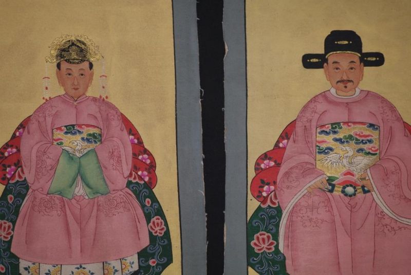 Ming Kleine Ahnenpaare und Kaiser Malerei Rosa 2