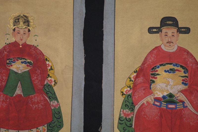 Ming Kleine Ahnenpaare und Kaiser Malerei Rot 2