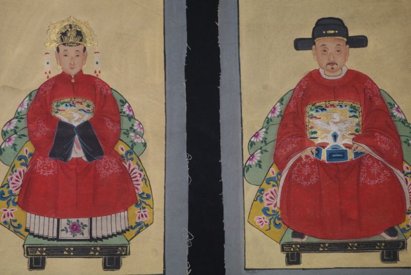 Ming Kleine Ahnenpaare und Kaiser Malerei Rot 5