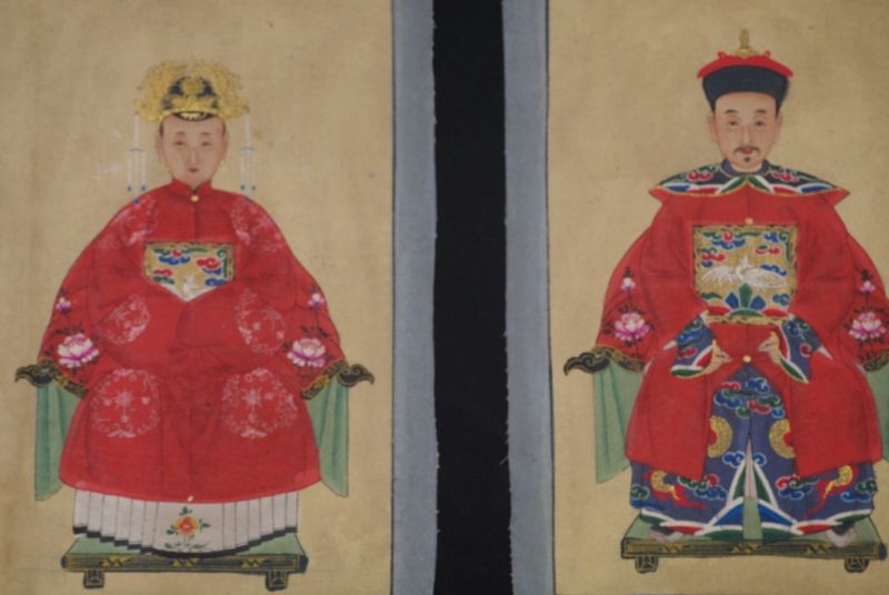 Ming Kleine Ahnenpaare und Kaiser Malerei Rot 2