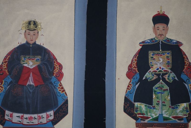 Ming Kleine Ahnenpaare und Kaiser Malerei Schwarz 2