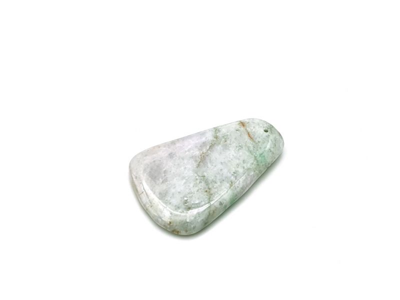 Mini Gua Sha en Jade real - Blanco y Verde manchado 1