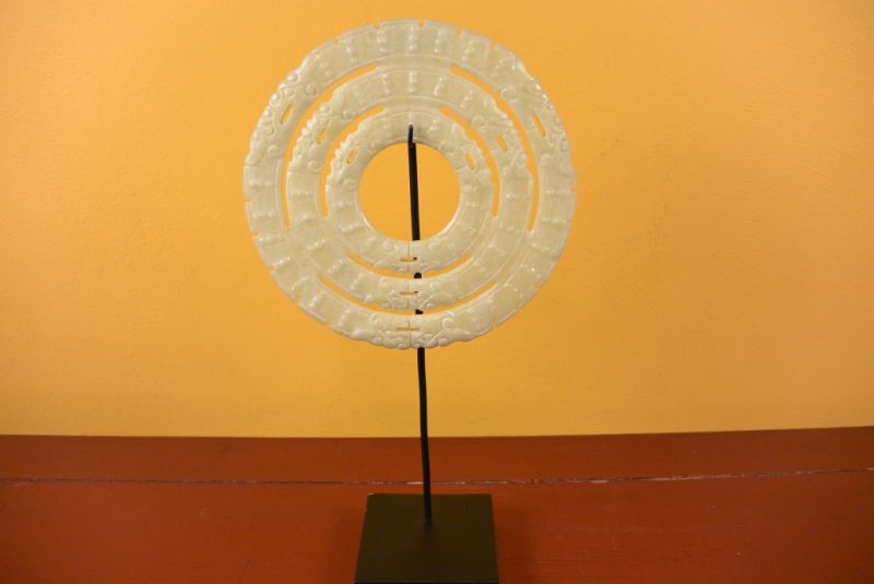 Mittelgrosse Chinesische Bi Scheibe Reine Jade 3