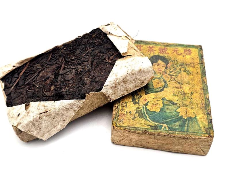 Mittlerer antiker Pu-Erh-Teeklotz - Dekor & Erbe - Jadeknospe – Imperialer Teeziegel 3