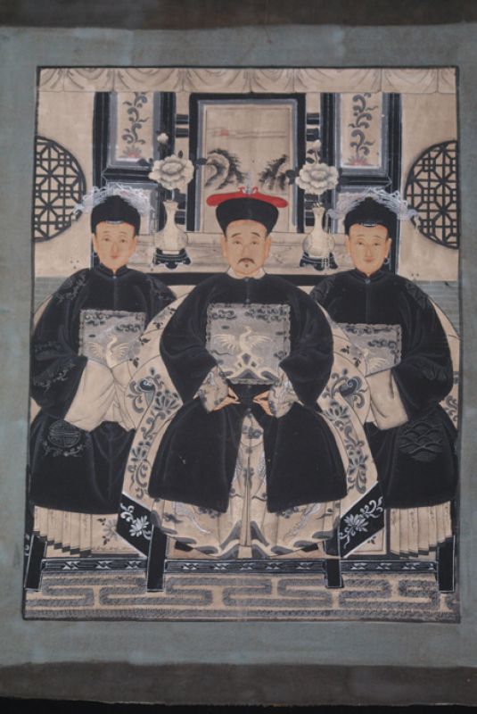 Modern Chinese ancestors Qing Dynasty 3people 1