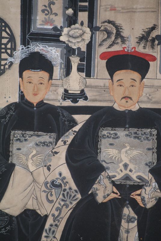Moderne Chinesische Ahnenbilder Qing-Dynastie 3 Personen 3