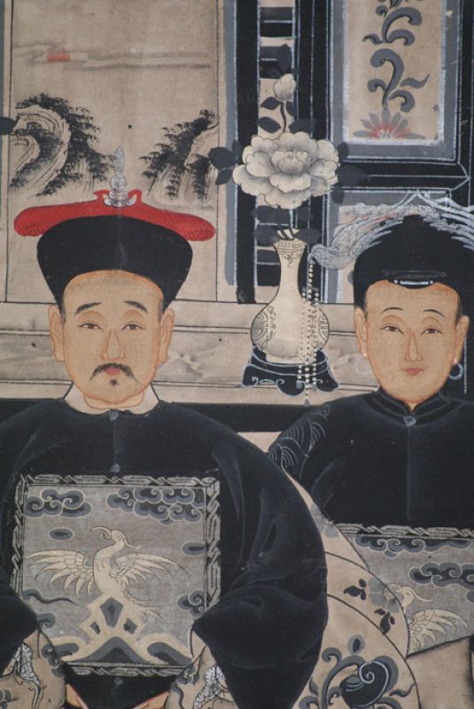 Moderne Chinesische Ahnenbilder Qing-Dynastie 3 Personen 4