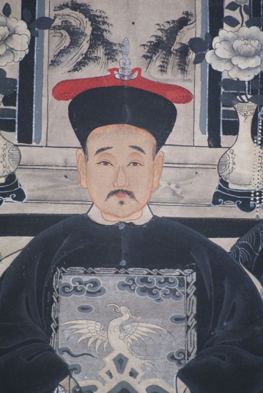 Moderne Chinesische Ahnenbilder Qing-Dynastie 3 Personen 5