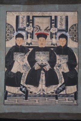Moderne Chinesische Ahnenbilder Qing-Dynastie 3 Personen