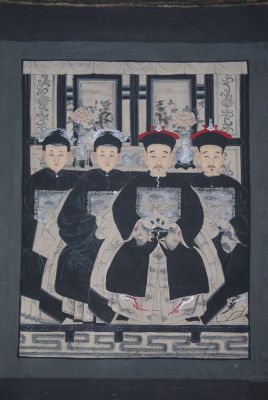 Moderne Chinesische Ahnenbilder Qing-Dynastie 4 Personen