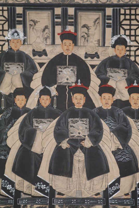 Moderne Chinesische Ahnenbilder Qing-Dynastie 9 Personen 2