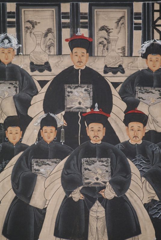Moderne Chinesische Ahnenbilder Qing-Dynastie 9 Personen 3