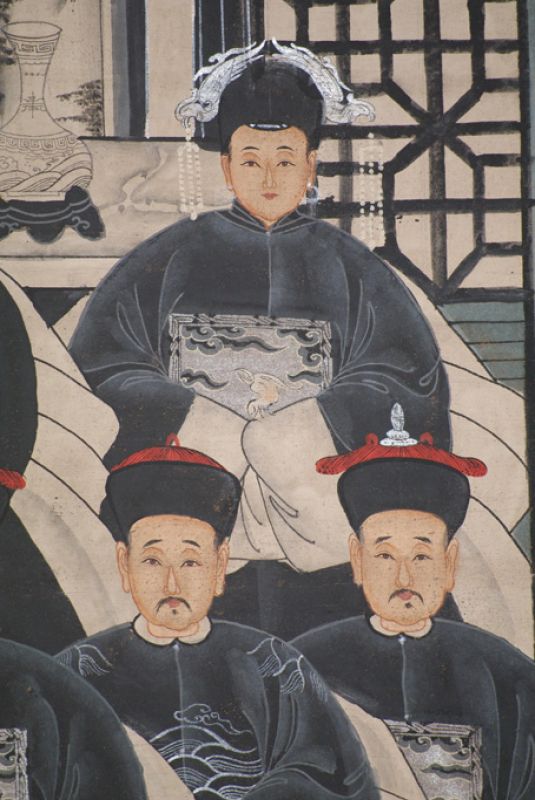 Moderne Chinesische Ahnenbilder Qing-Dynastie 9 Personen 4