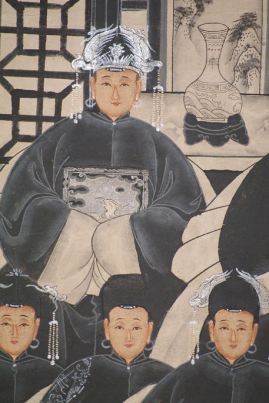 Moderne Chinesische Ahnenbilder Qing-Dynastie 9 Personen 5