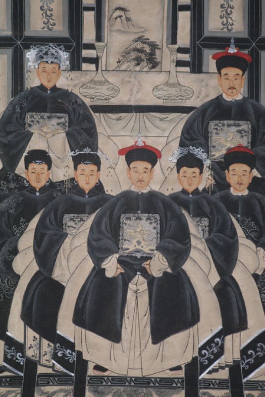 Moderne Chinesische Ahnenbilder Qing-Dynastie 9 Personen 2