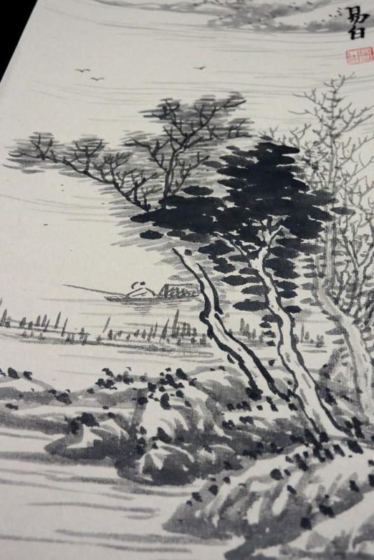 Moderne chinesische Malerei - Aquarell auf Reispapier - China-Landschaft 2 2