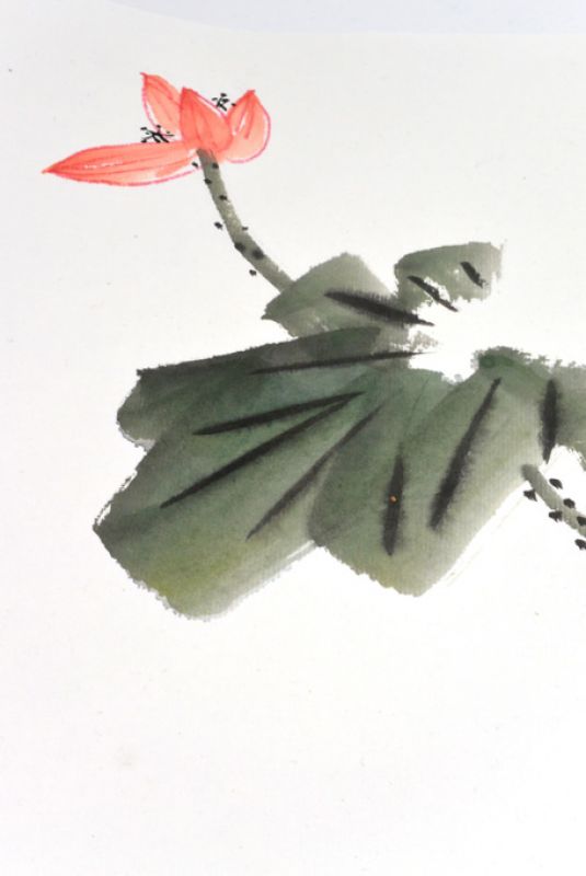 Moderne chinesische Malerei - Aquarell auf Reispapier - Enten und Lotus 4