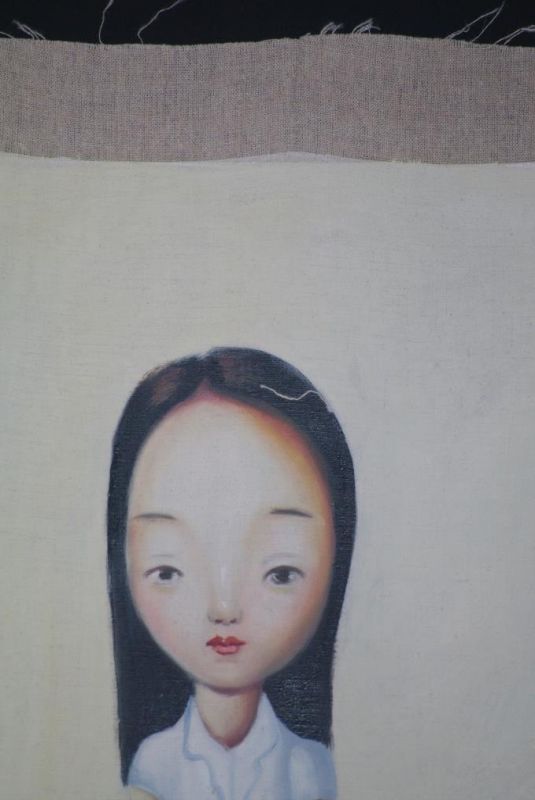 Moderne chinesische Malerei auf Leinwand - Ölgemälde - Die Frau mit dem grünen Rock 3