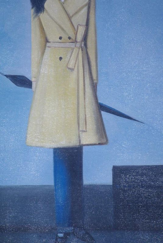 Moderne chinesische Malerei auf Leinwand - Ölgemälde - Die Frau mit dem Regenschirm 3