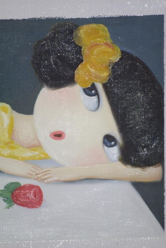Moderne chinesische Malerei auf Leinwand - Ölgemälde - Die Frau und die Rose 2