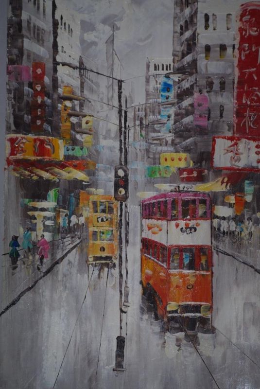 Moderne chinesische Malerei auf Leinwand - Ölgemälde - HongKong 1 2