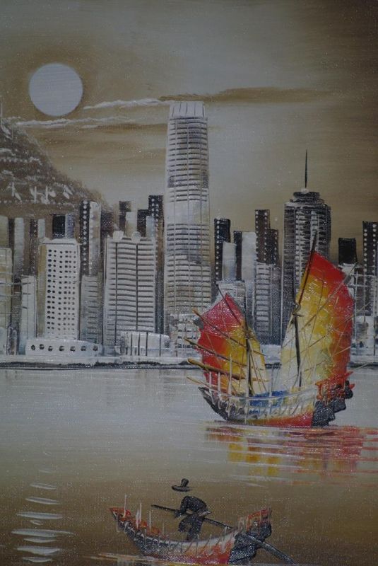 Moderne chinesische Malerei auf Leinwand - Ölgemälde - HongKong 3 3