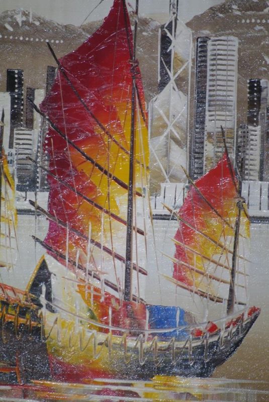 Moderne chinesische Malerei auf Leinwand - Ölgemälde - HongKong 3 4
