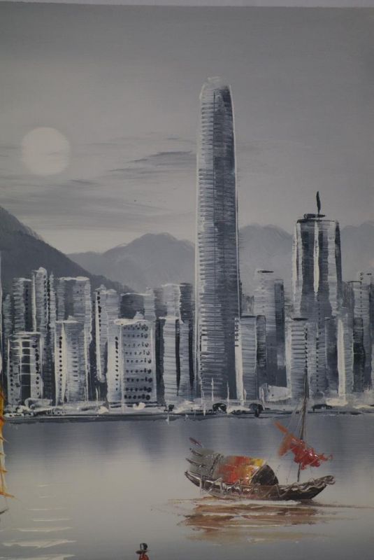 Moderne chinesische Malerei auf Leinwand - Ölgemälde - HongKong 5 4
