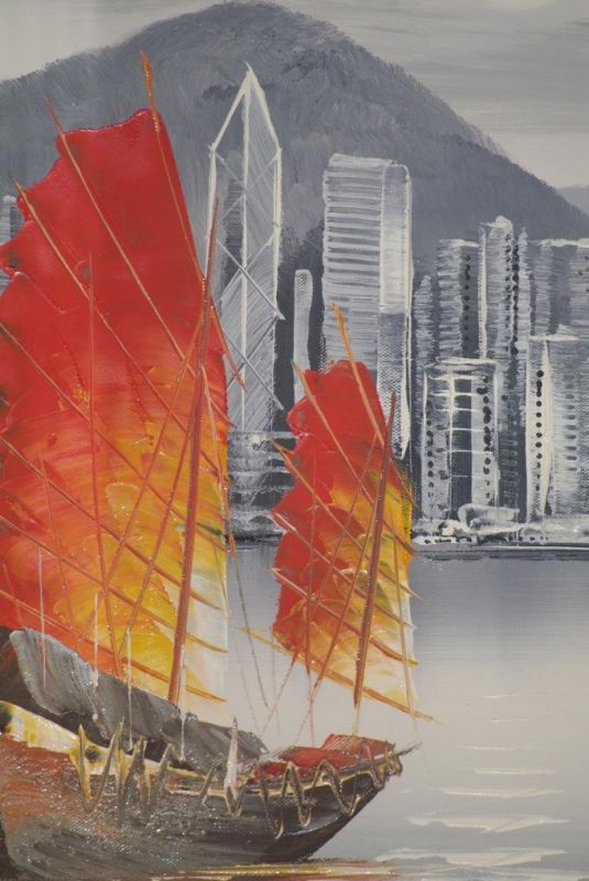Moderne chinesische Malerei auf Leinwand - Ölgemälde - HongKong 5 5