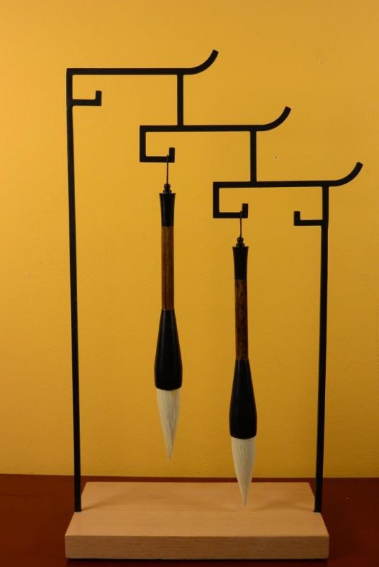 Moderner chinesischer Pinselhalter - Holz und Metall 4