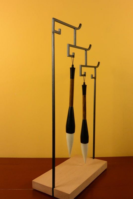 Moderner chinesischer Pinselhalter - Holz und Metall 5