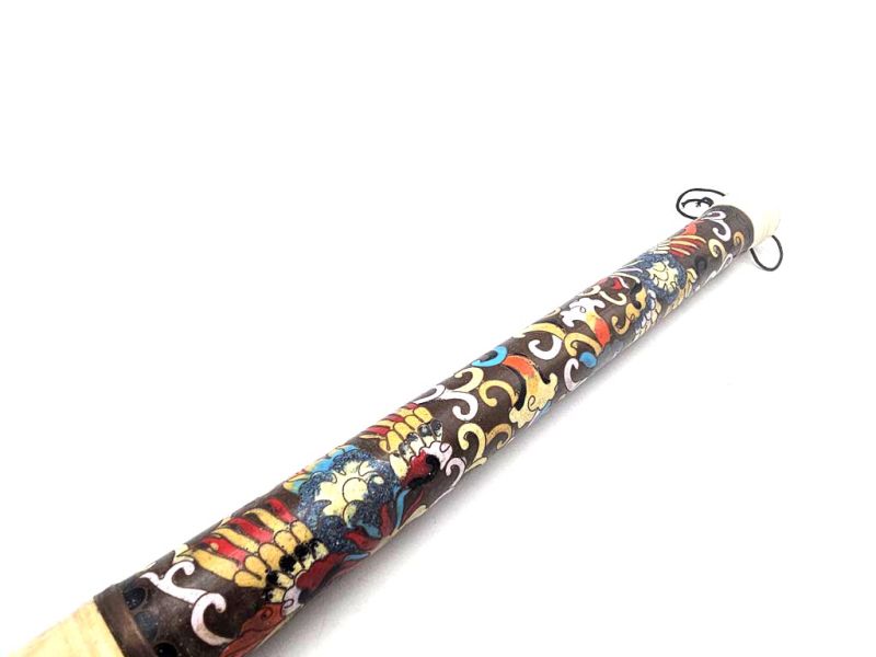 Moderner schwarzer Cloisonné‑Pinsel mit elfenbeinfarbenem Griff, verziert mit zarten Blumen und bunten Arabesken 3