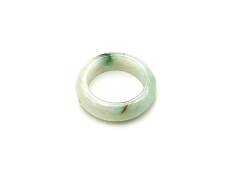 Mottled translucent green Jade Ring - Size 6 1