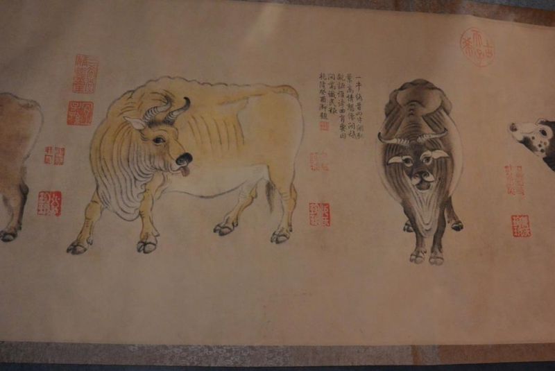 Muy Gran Escena chino - Pintura - Cinco bueyes - Han Huang 3