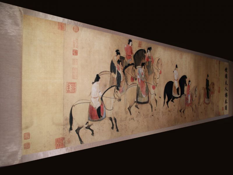 Muy Gran Escena chino Pintura Guerreros a caballo 1
