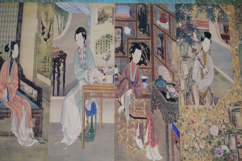 Muy Gran Escena chino Pintura las 12 mujeres 3