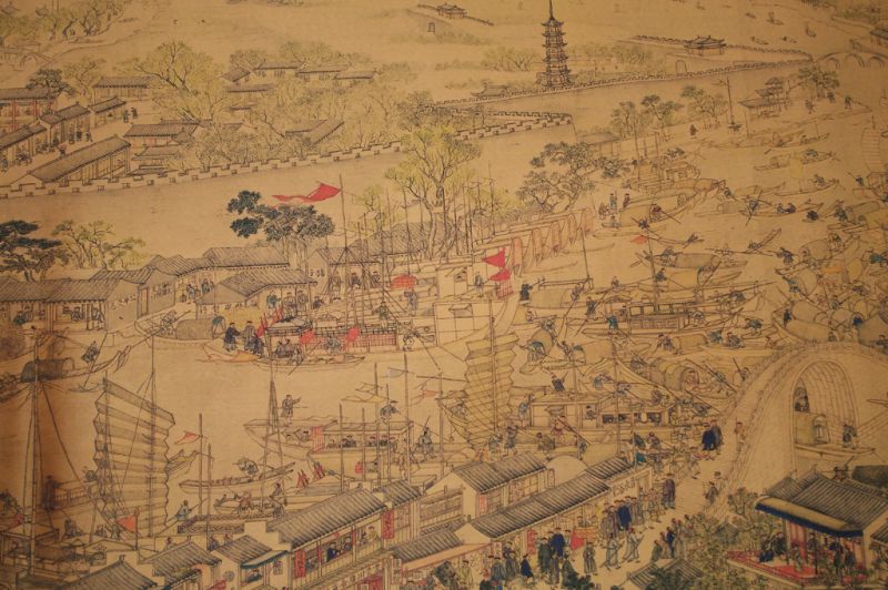 Muy Gran Escena chino Pintura Suzhou próspera - Vida floreciente en una época resplandeciente de Xu Yang 4