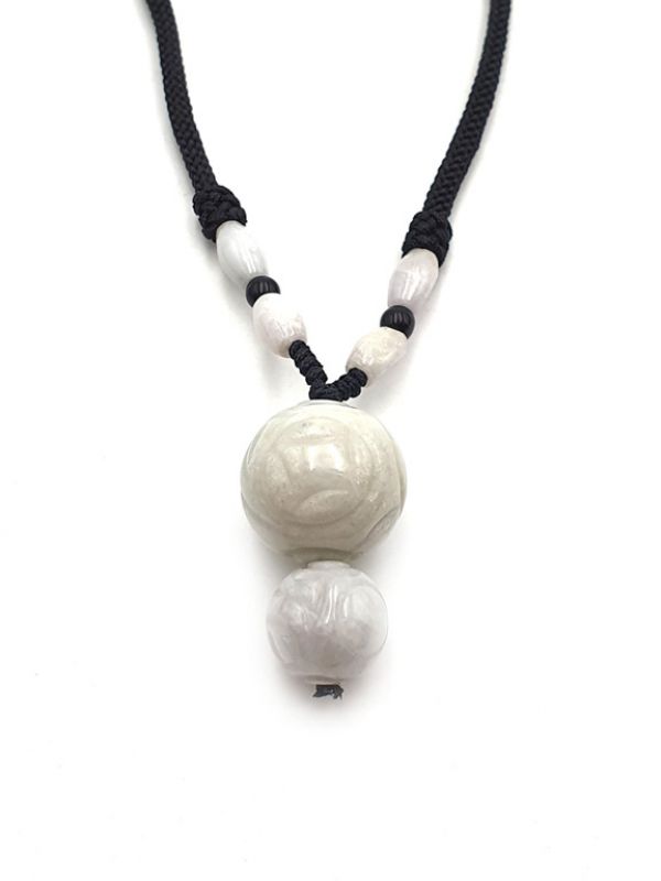 Necklace with Jade pendant Double jade beads 1