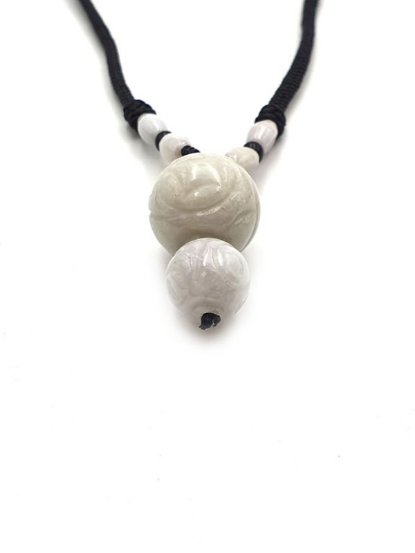 Necklace with Jade pendant Double jade beads 2