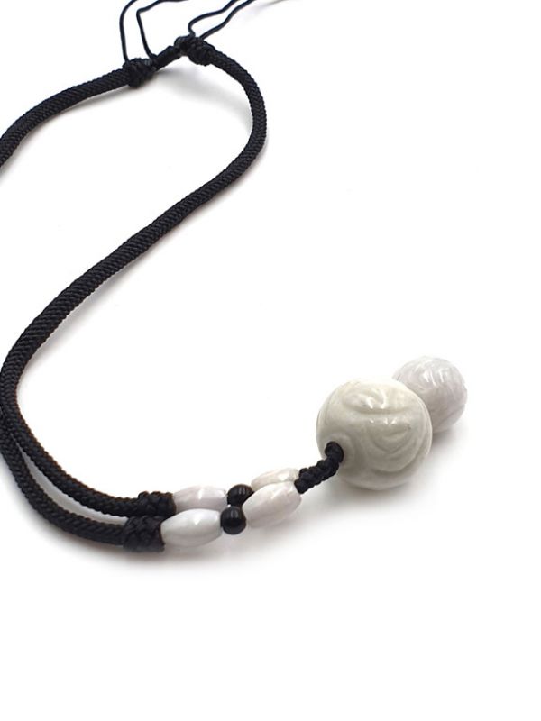 Necklace with Jade pendant Double jade beads 3