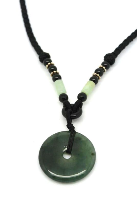 Necklace with Jade pendant Green Bi Disk 1