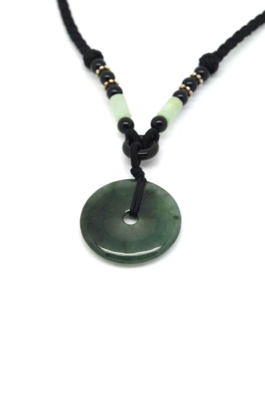 Necklace with Jade pendant Green Bi Disk 2