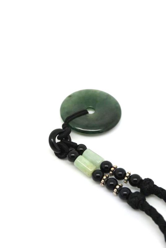 Necklace with Jade pendant Green Bi Disk 3