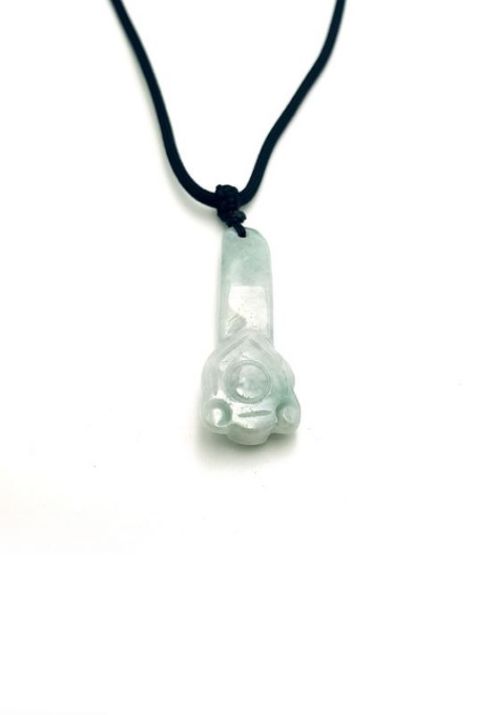 Necklace with Jade pendant Ruyi - White green highlights 2
