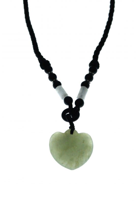 Necklace with Jade pendant - Translucent Green Heart 1