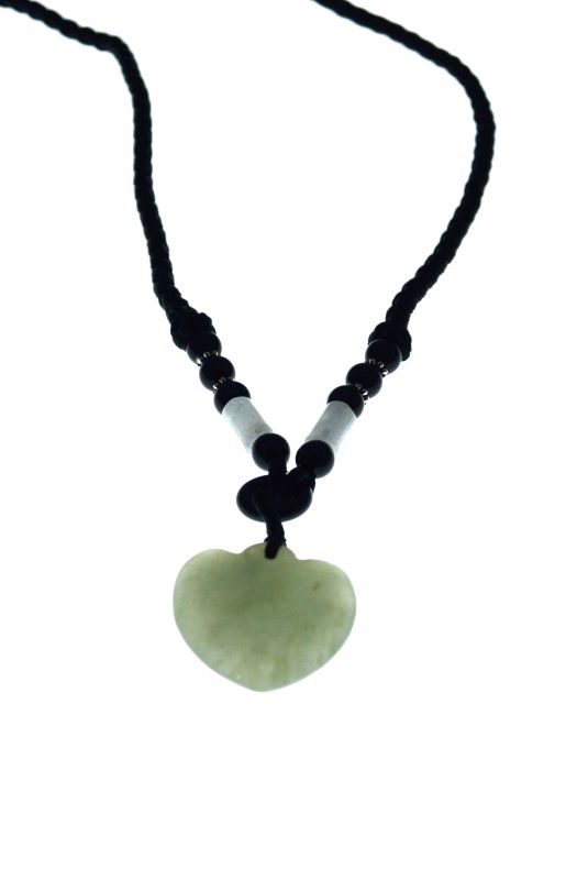 Necklace with Jade pendant - Translucent Green Heart 2