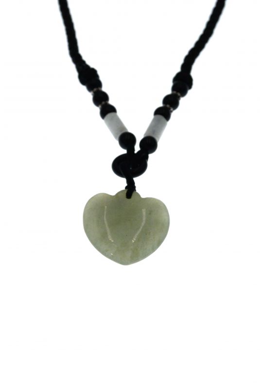 Necklace with Jade pendant - Translucent Green Heart 3