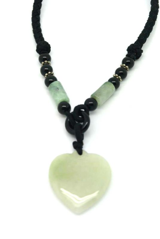 Necklace with Jade pendant White Heart 1